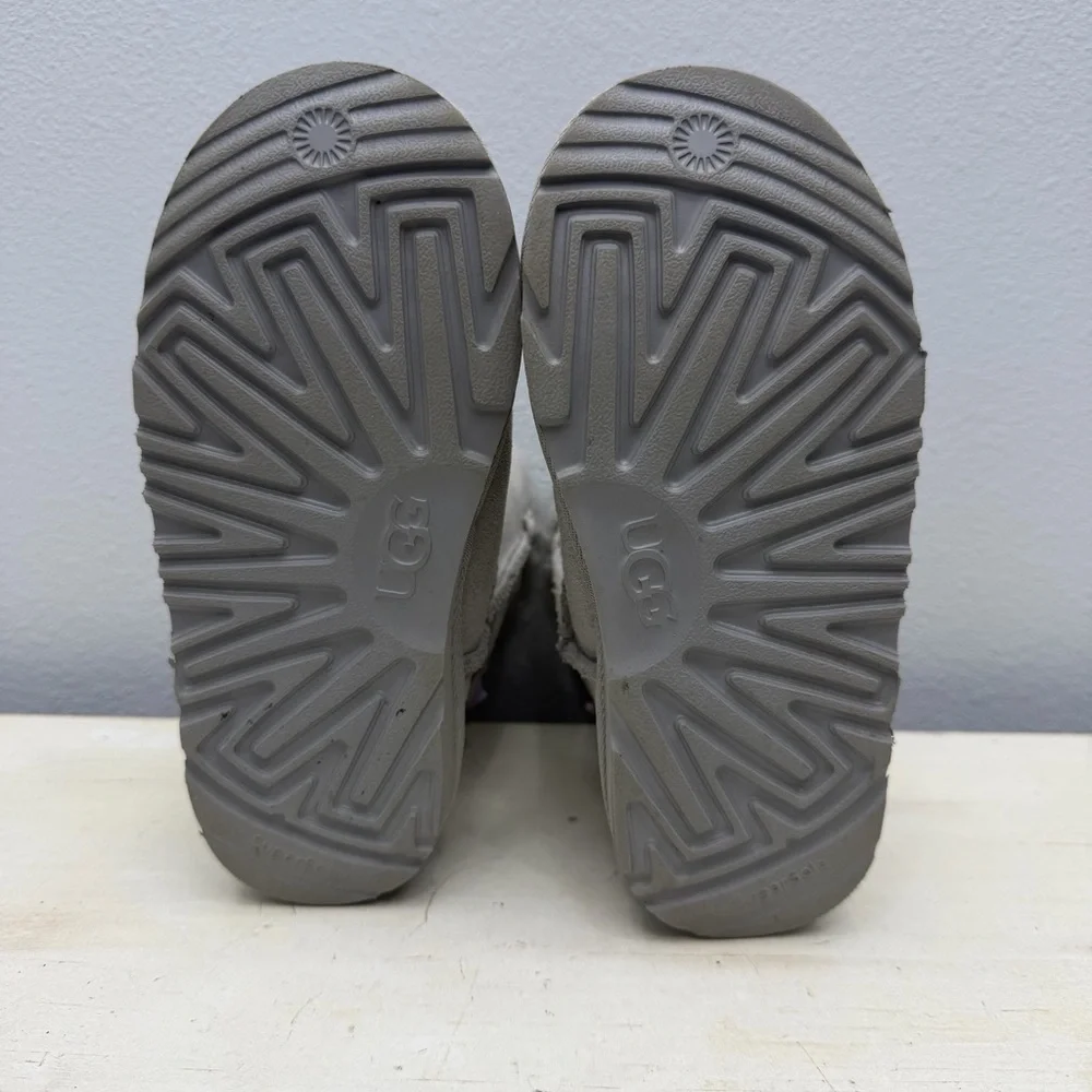Ugg Grey Suede Bailey Purple Bow Short Boots Size 13